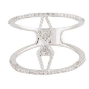 14K White Gold Diamond Fashion Band - Size 6, Round Brilliant Cut Near Colorless